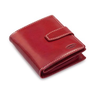 Damen Geldbörse Toscana in Rot mit weisser Naht