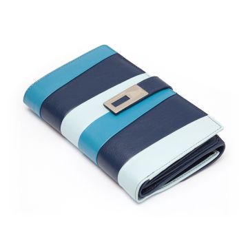 Damen Geldbörse aus echtem Leder blau