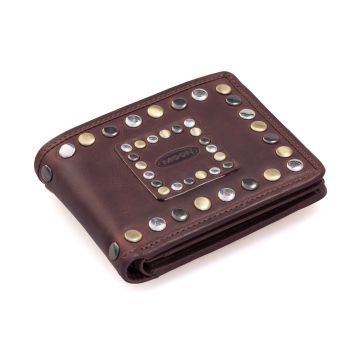 Echtleder Portemonnaie für Damen braun Rivet Style