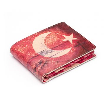 Echtleder Herren Portemonnaie mit Aufdruck Türkei Flagge